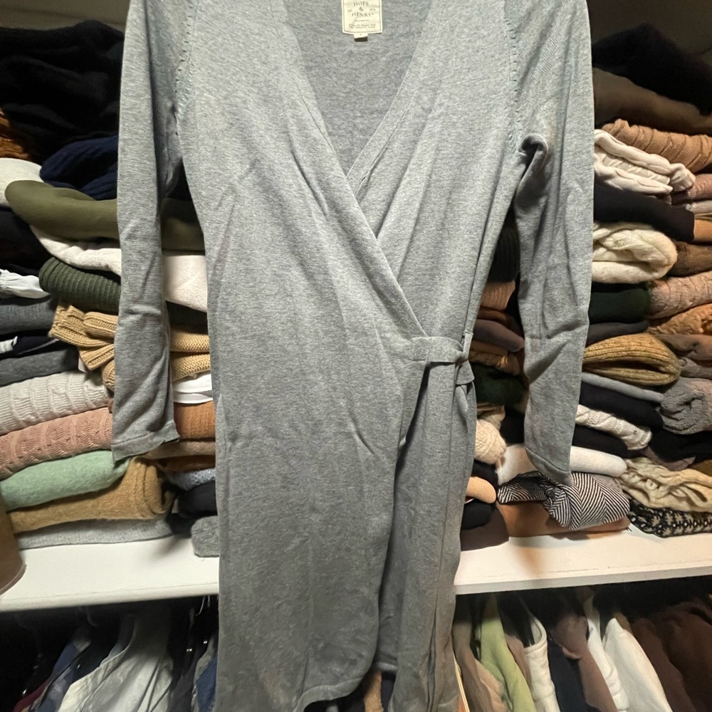 Gray Wrap Midi Dress